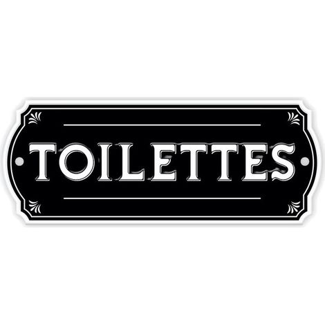 Plaque de porte en métal toilettes – Décoration murale moderne – Couleur noir – Dimensions 19x7.5 cm