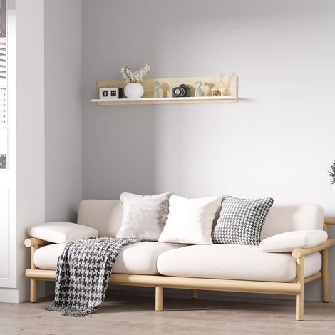 Étagère murale flottante en bois pour salon, chambre, couloir, cuisine, salle de bain, 120 x 15 x 20 cm, chêne et blanc