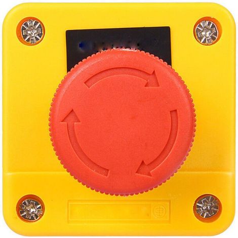 Boîtier de commande 10a, bouton-poussoir de verrouillage d'arrêt, interrupteur d'urgence, boîtier en plastique et métal, étiquette rouge en forme de champignon, station de commande à bouton-poussoir d (1/4)