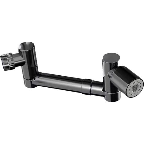 Rallonge de robinet universelle pivotante à 1440 degrés, aérateur d'évier, accessoire de douchette rotative pour cuisine et salle de bain, noir (1/5)