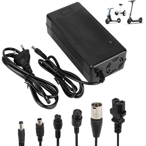 Chargeur Trotinette Electrique，54,6V 2A Chargeur Hoverboard, Chargeur Universel pour Batterie Lithium 48V avec 6 Connecteurs，Charge Rapide pour Hoverboard，E-Bike，Scooter électrique