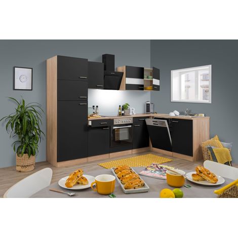 Cuisine Kitchenette d'angle Chêne Noir Merle 280x172 cm Respekta