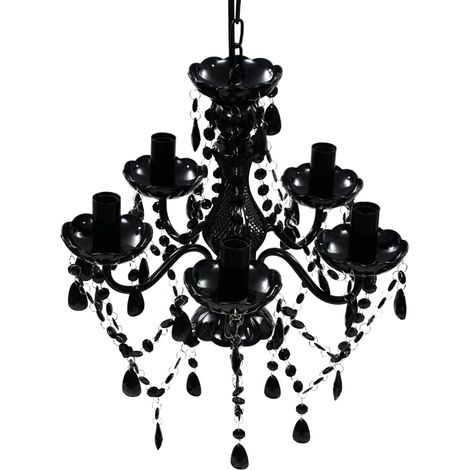 Lustre Suspension Plafonnier avec 5 ampoules Crystal noir 36493 (1/5)