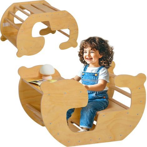 Arche d'escalade pour enfants, table à jouets pour enfants 18-48 mois, design 2 en 1, charge max. 50 kg, bois naturel (1/5)