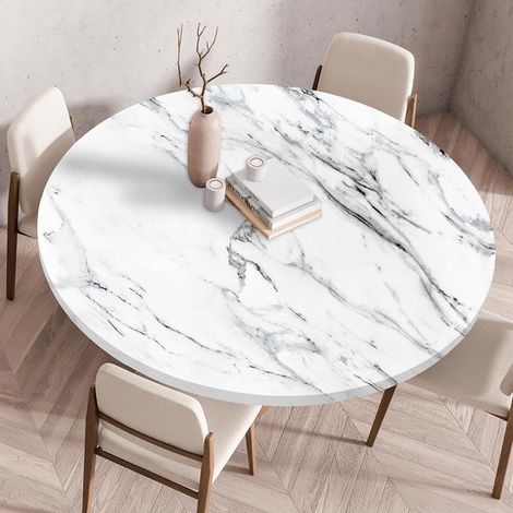 Mantel redondo 3D con elástico,mantel elástico antideslizante,funda para mesa redonda,apto para el hogar,60 cm) (1/5)