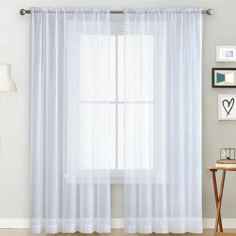 Panneau Skira Gardiner Vardagsrum Fönster Gardin Stång Paneler Semi-Sheer sovrumsgardiner, Voile Vit, 100130Cm - Voile W (1/3)