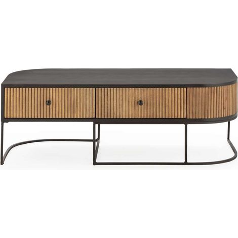 Mesa de centro fija Md-Boris acabado madera de mango, 120cm(ancho) 40cm(altura) 60cm(fondo). (1/3)