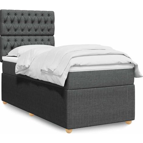 Boxspringbett mit Matratze Dunkelgrau 100x200 cm Stoff (1/5)