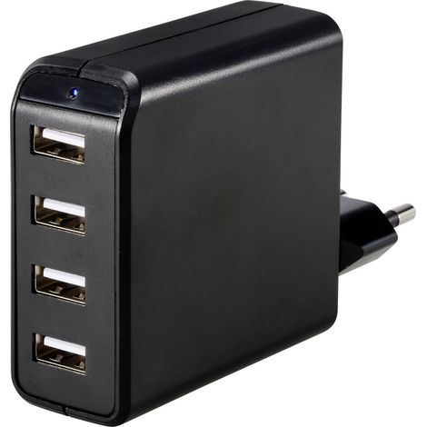 VOLTCRAFT UC-4AXX001 USB Ladegerät 24 W 4x USB-A Schwarz Innenbereich (1/5)