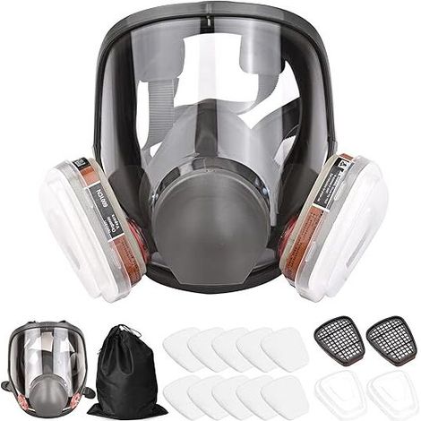 Masque respiratoire réutilisable complet pour le visage 16 en 1 - Masque respiratoire pour vapeurs organiques - Grand champ de vision pour machines à peindre, polissage, soudage et autres