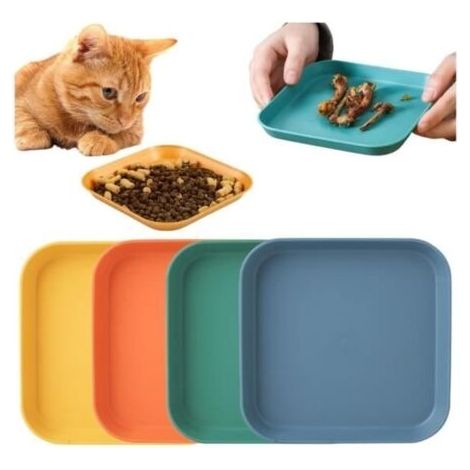 Gamelle Chat Set 4 Pièces Carrée Gamelle Plate Coloré Petite Ecuelle Chat Assiette Chat pour Les Chiots - sh