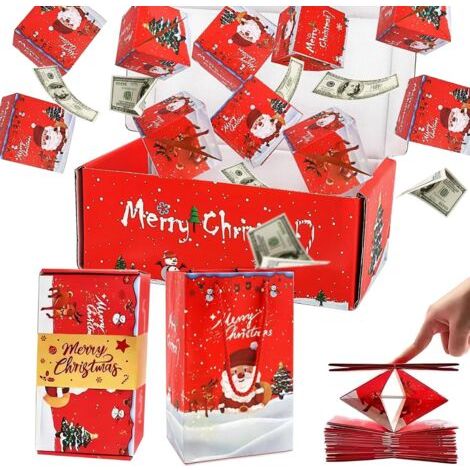 Coffret Surprise de Noël – Cadeau Surprise Père Noël Rouge, contient 12 boîtes explosives pliables, un sac cadeau sapin de Noël à faire soi-même pour les enfants, un cadeau pour les fêtes d'anniversai (1/5)