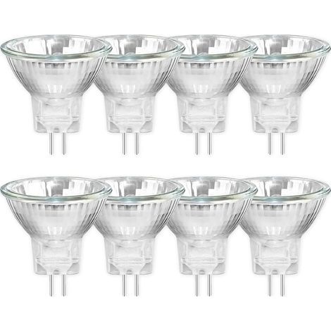 Pack de 8 MR11 12V 20W Ampoules Halogènes GU4, Dimmable Projecteur, 250LM, Ampoule halogène à spot, Blanc Chaud 2700K, 30 °Faisceaux, Base à Bi-Pin Couvercle en Verre (1/5)
