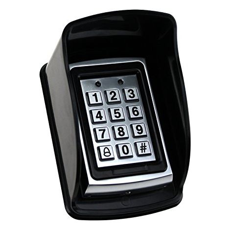 Serratura con tastiera in metallo per apertura porte, tastiera di controllo accessi, 125 kHz, lettore di schede EM + 10 chiavi RFID + copertura antipioggia impermeabile per sistema di controllo access (1/4)