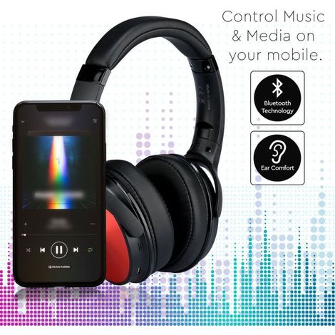 Auriculares inalámbricos Bluetooth V-TAC con cabezal giratorio de 500 mAh, color rojo, con estuche (1/5)