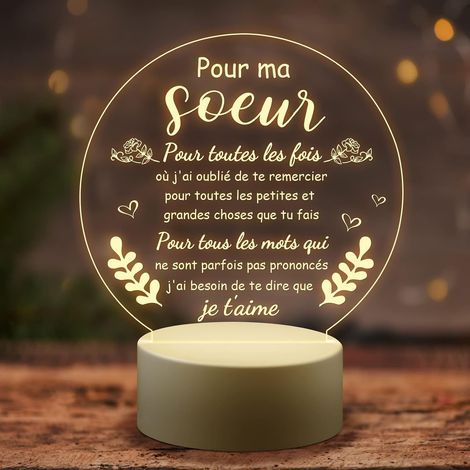 Sister Gift, Gift for Sister Night Light, Birthday Wedding Christmas Mother's Day Gifts for Women Friends, Acrylic Decoration Idea LED Night Light (1/5)