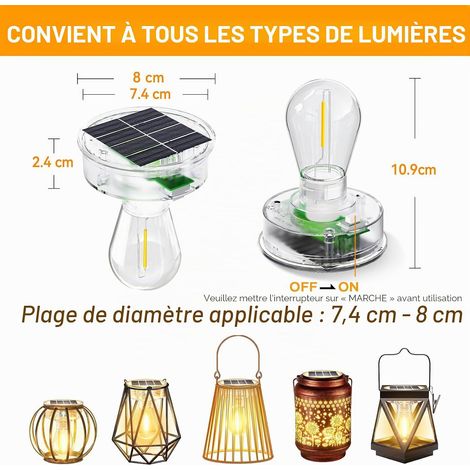 BUCASA 2 Pièces Lampe Solaire Exterieur Jardin Rechange, 8cm Solaire Lanterne Couvercle de Rechange avec Ampoule LED Brillante, Transparent Remplacement pour Lanterne Solaire Decoration Jardin (1/4)
