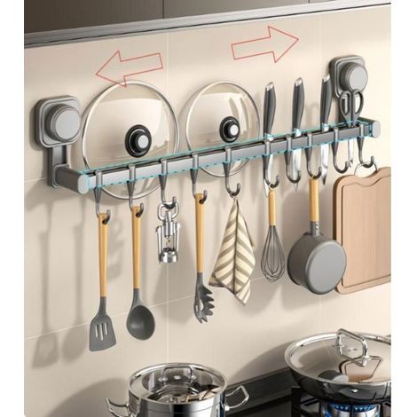 Crochets De Cuisine - Ventouse Mural - 10 Pièces - Longueur 50 Cm - Charge Maximale 20 Kg - Sans Perçage (1/5)