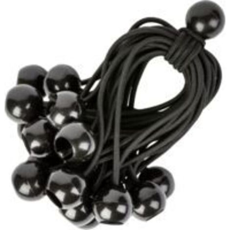 Cordons Élastiques avec Boules - Lot de 25 x 15 cm Tendeurs Universels avec Attaches - Sangle Elastique Résistant Parfaite pour Le Camping, Les Bagages & Bâches - Noir (1/4)