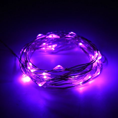 m lange LED-Lichterkette aus Kupferdraht, wunderschön, wasserdicht, zum Selbermachen, für Zuhause, Garten, Hof, Hochzeit, Party – Lila (1/5)
