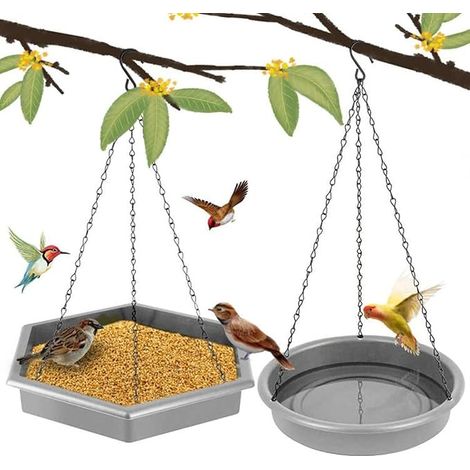 Mangeoire à oiseaux 2 en 1 XL pour l'extérieur (gris) (1/5)