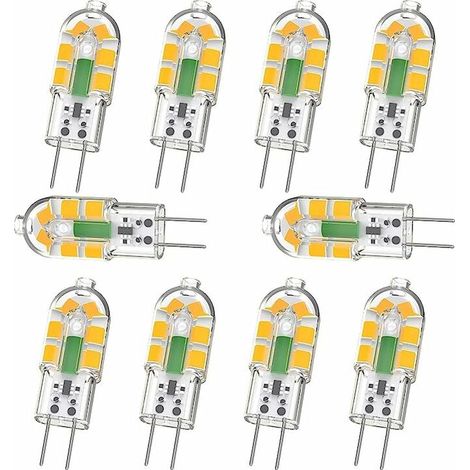 LaBlanc - Confezione da 10 lampadine G4, lampadina LED G4 2W 240LM, equivalente a una lampadina alogena G4 da 20W, bianco caldo 3000K, AC/DC 12V, senza sfarfallio, non dimmerabile (1/5)
