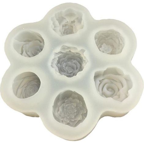 Silikonformen mit 7 Mulden für Rosen und Pfingstrosen – Formen für Kerzen, Schokolade, Seife, Wachs und Epoxidharz – Blumendekoration für Hochzeiten, Valentinstag und Bastelarbeiten