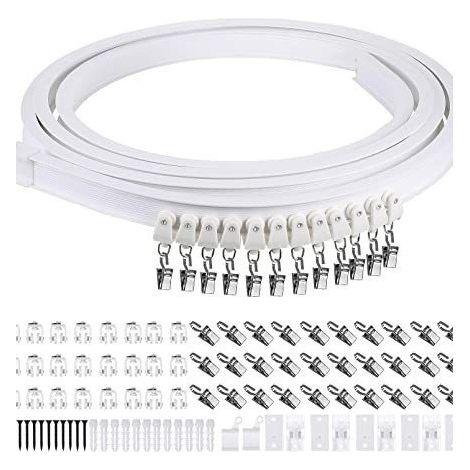 5-meter curved track, curtain steel clip curved track, PVC track, silent sliding track, flexible U-shaped plastic steel arc guide track (1/5)