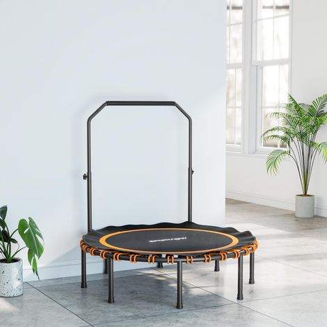 Trampoline fitness pliable avec main courante réglable 5 niveaux Ø122 cm acier noir REDOM (1/5)