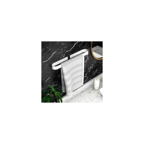 Porte-serviettes de salle de bain, sans perçage, barre porte-serviettes auto-adhésive, barre porte-serviettes en aluminium, anneau porte-serviettes pour cuisine, salle de bain, balcon, 40 cm, blanc