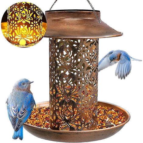 Mangeoire solaire pour oiseaux sauvages d'extérieur, mangeoire solaire suspendue pour l'extérieur, en cuivre étanche, décoration de jardin ou de cour, idée cadeau (1/5)