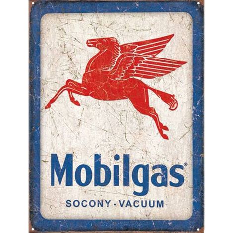 Plaque métallique Rectangulaire Mobilgas 40.5 x 31.5 cm