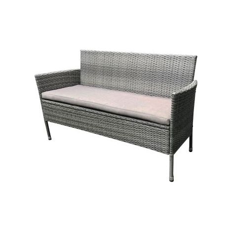 TrendLine Rattanbank 3 Sitzer Greta Braun 149x59x85cm Gartenbank inkl Sitzkissen