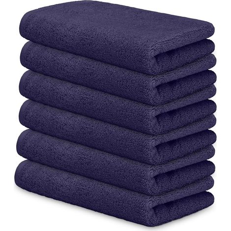 Lot de 6 Serviettes 30x50 cm Coton 450g/m² Absorbantes Douces Visage Toilette Invités Maison Hôtel (1/5)