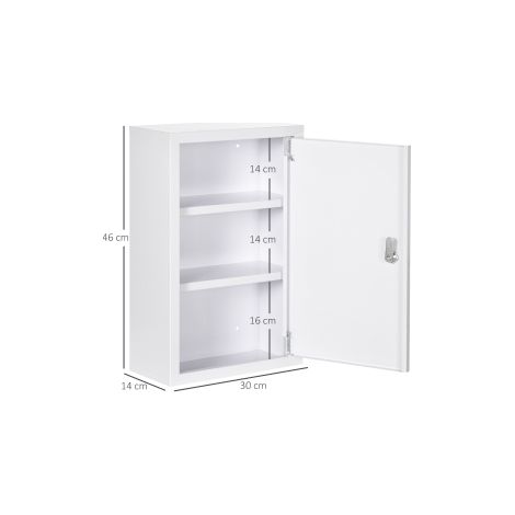 Armoire à pharmacie blanche verrouillable en acier laminé à froid avec 3 compartiments et sécurité enfant pour maison salle de bain (1/5)