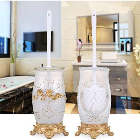 ZOLGINAH Brosse De Toilette Set Brosse De Sol Créatif Ménage Salle De Bain Brosse De Toilette Manche Long Brosse De Toilette Porte Brosse De Toilette, Printemps Fleur Chaude Ouvert Blanc Perle