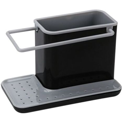 Rangement Evier, Support pour Éponge, Grattoir, Brosse, Liquide Vaisselle, Lavette, - Gris Foncé (1/4)