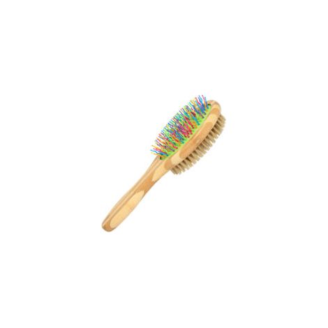 Brosse double face colorée pour chien et chat - Côté picots fins + côté poils souples - Polyvalente et pratique (1/5)