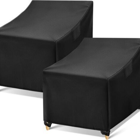 Housse de protection imperméable pour chaise de jardin, noire, en osier durable, lot de 2 (120 x 65 x 65 cm) (1/4)