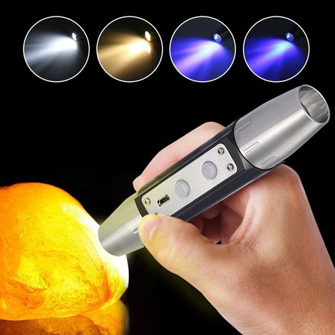 Lampe torche DX4 USB rechargeable 4 LEDs vert jade pour expert, lampe lumineuse d'inspection de bijoux, éclairage professionnel, outil d'évaluation, rechargeable, compacte. (1/5)