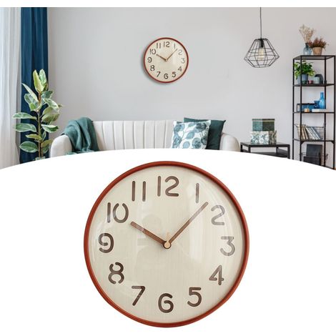 12-Zoll-Wanduhr aus Holz, MDF-Finish in Eichenoptik, geräuschloses Pendel, Klapprahmen, schwarze Dekoration für Männer, Frauen und Kinder, Küche, Büro, Wohnzimmer