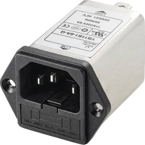 TRU COMPONENTS TC-10101432 Filtro di rete con connettore 250 V/AC 6 A 0.8 mH (L x L x A) 54.3 x 44 x 31.3 mm 1 pz. (1/3)