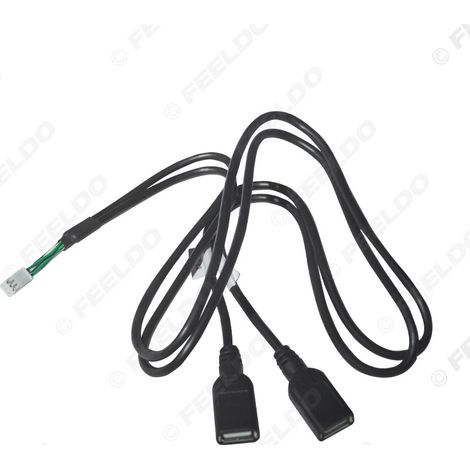 Faisceau de câbles double USB 6 broches pour navigation Android, modification du système audio-vidéo grand écran PalmXun pour voiture, câble adaptateur double USB 6 broches de 80 cm