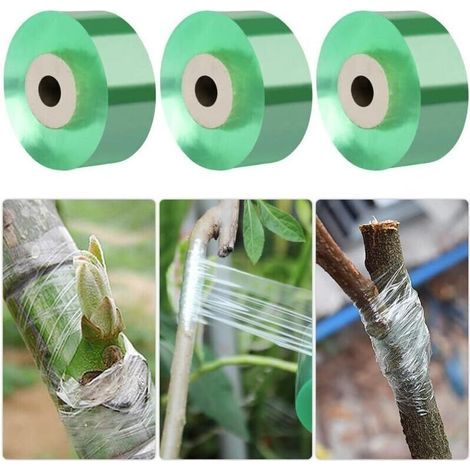 Nastro per vivaio 100 m x 3 rotoli, autoadesivo, per innesti e riparazioni di alberi da frutto innestati in giardino. (1/4)