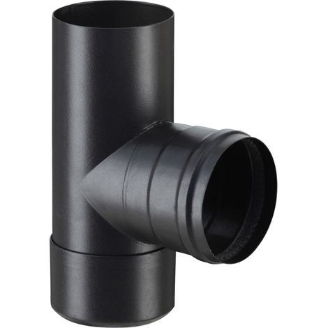 Poujoulat – Raccord fumisterie te + tampon émaillé noir dn80mm – Pour installations en milieu humide – Résistant à la corrosion – Dimensions 80mm