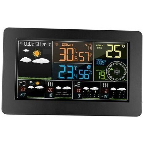 Ikodm – Station météo Wifi multifonction – Température intérieure/extérieure – Humidité 20-95% HR – Pression atmosphérique – Connectivité smartphone (1/5)