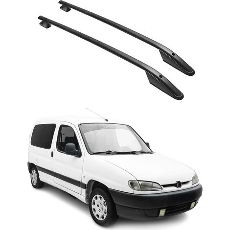 OMAC Barres de Toit longitudinales Compatible avec Peugeot Partner 1996-2008 Aluminium Noir (1/5)