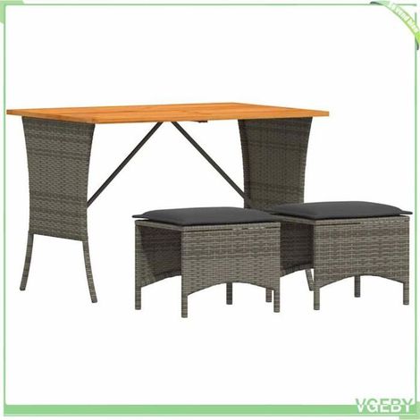 Ensemble à manger de jardin - FAFEICY - 4104136 - Résine tressée - Table acacia 105x75x72 cm - Coussins amovibles (1/5)