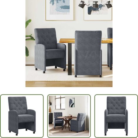 Samtstühle -  Esszimmerstühle mit Rollen 2 pcs Dunkelgrau 58 x 67 x 97 cm (1/5)