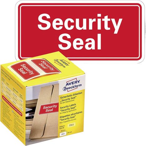 Sigillo di sicurezza Avery Zweckform 7311, 38 x 20 mm, con indicazione Security Seal, 1 rotolo/200 etichette, rosso (1/5)